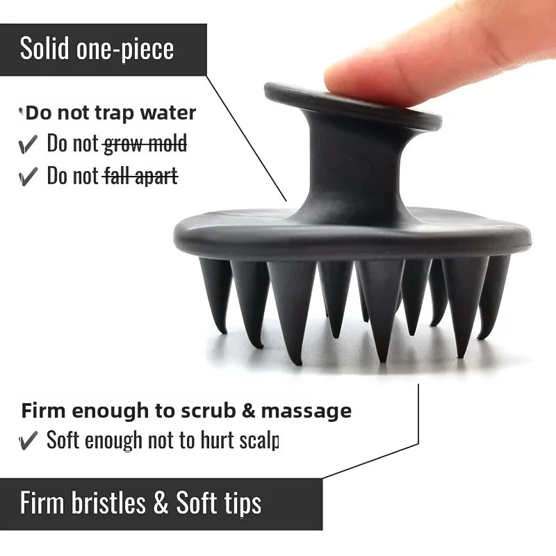 Head Cleansing & Scalp Massage Brush – Soft Bristles for Wet & Dry Use (Black color)