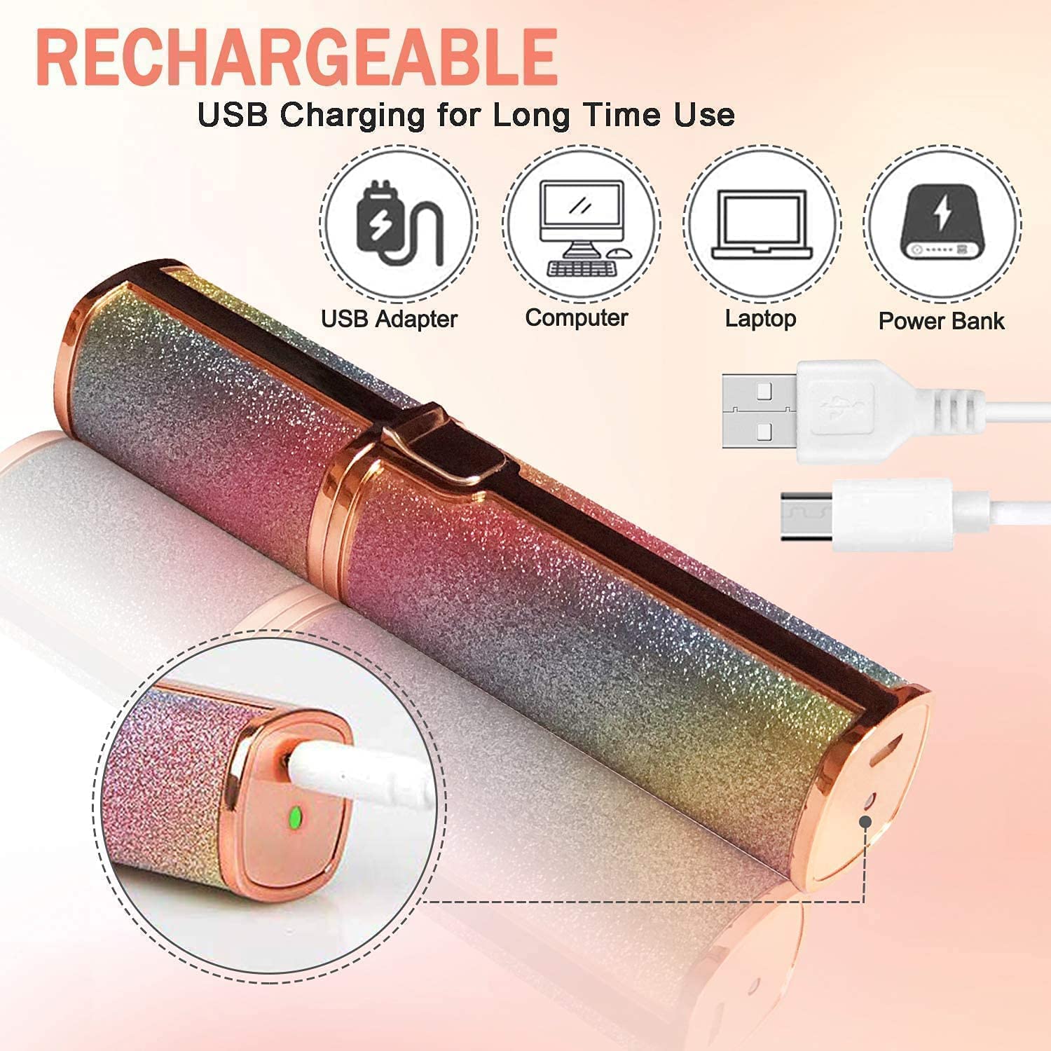 2 in 1 Electric Rechargeable Eyebrow Trimmer & Facial Hair Remover – Painless Women’s Face Razor