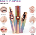 2 in 1 Electric Rechargeable Eyebrow Trimmer & Facial Hair Remover – Painless Women’s Face Razor